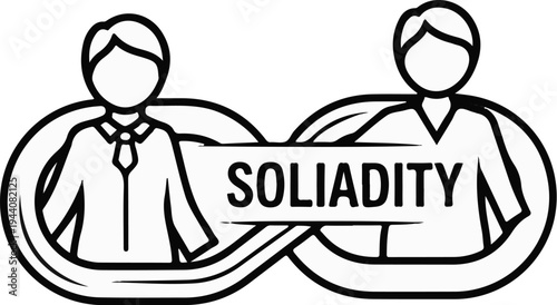 Stylized icon of two people in business attire forming an infinity symbol