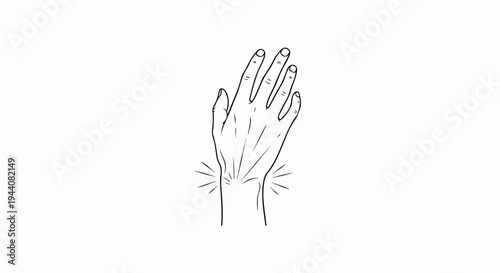 Simple line drawing of a human hand with radiating lines at the wrist