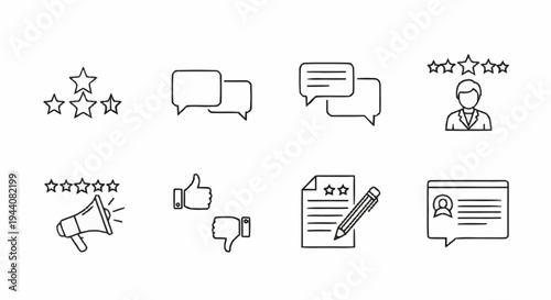 Collection of customer feedback and review icons.