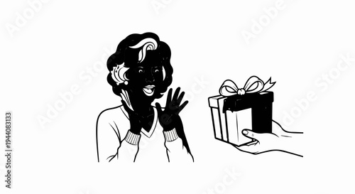 Woman's surprise at receiving a gift