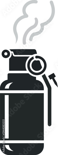 Black gas canister with nozzle and smoke