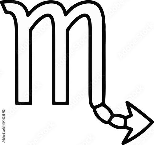 Stylized scorpion symbol, iconic astrological sign of a creature