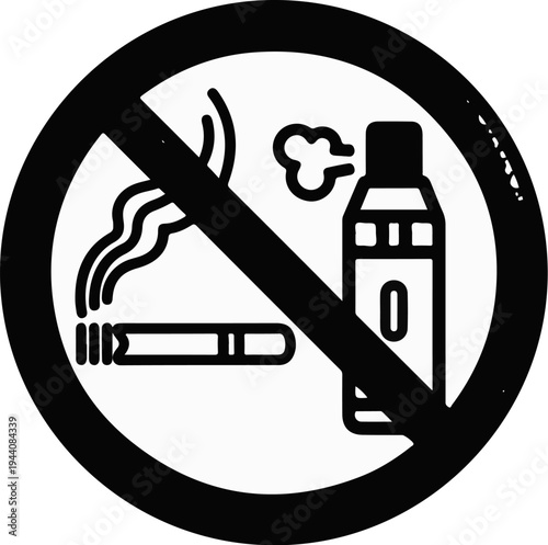Prohibition of smoking and vaping symbol, indicating restricted areas