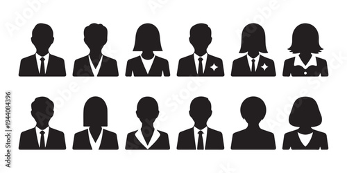Business people vector collection, diverse male and female avatars in formal attire