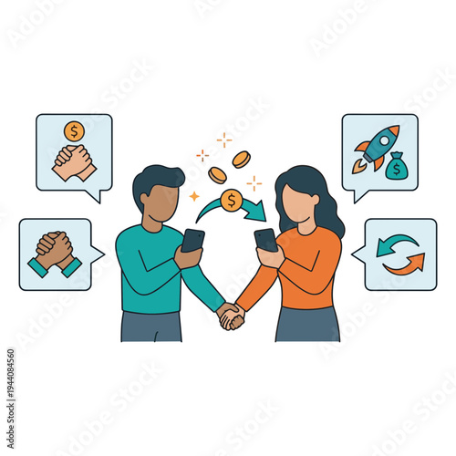 Mobile Wallet and Mobile Payment Illustration Design