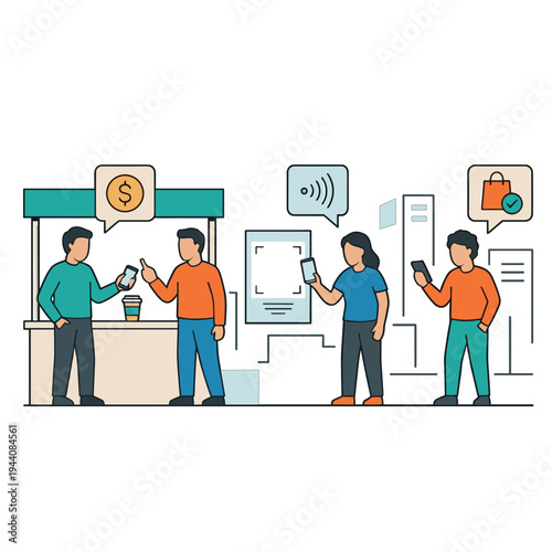 Mobile Wallet and Mobile Payment Illustration Design