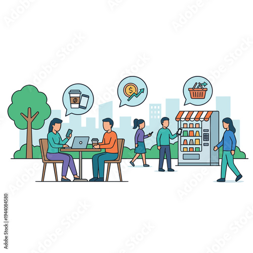 Mobile Wallet and Mobile Payment Illustration Design