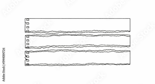 Three torn paper strips with perforated edges, arranged horizontally