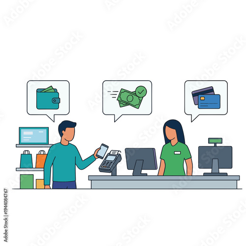 Mobile Wallet and Mobile Payment Illustration Design