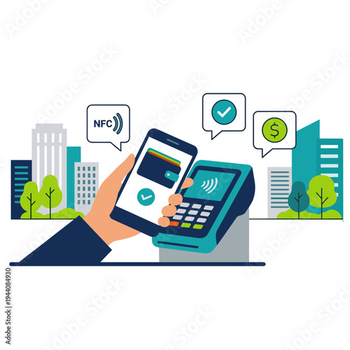 Mobile Wallet and Mobile Payment Illustration Design