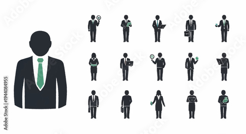 Collection of Business People Icons and Silhouette.