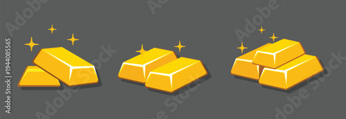 Gold Bars Set Collection Shiny Bullion Ingots Wealth