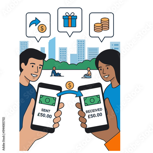 Mobile Wallet and Mobile Payment Illustration Design