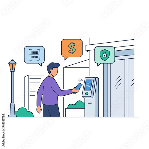 Mobile Wallet and Mobile Payment Illustration Design