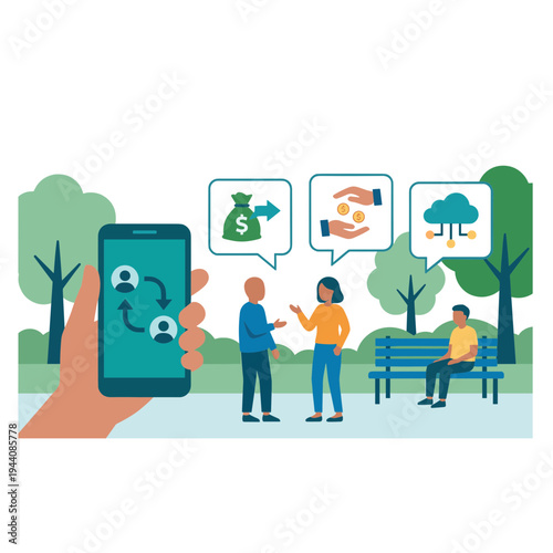 Mobile Wallet and Mobile Payment Illustration Design