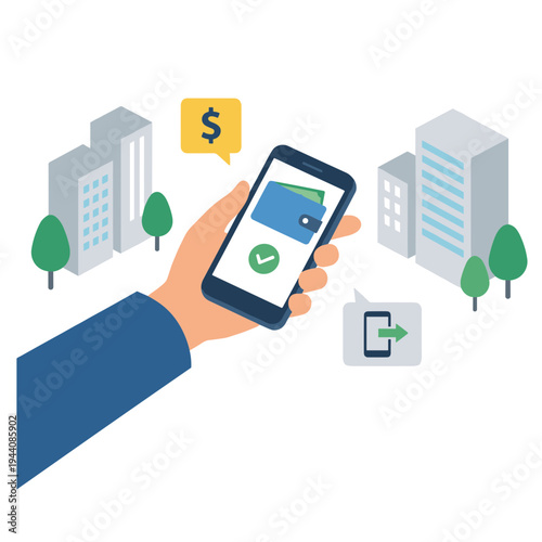 Mobile Wallet and Mobile Payment Illustration Design