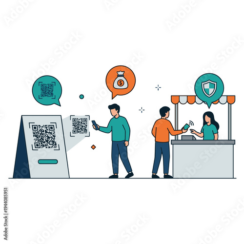 Mobile Wallet and Mobile Payment Illustration Design