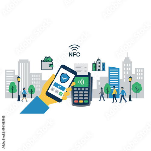 Mobile Wallet and Mobile Payment Illustration Design