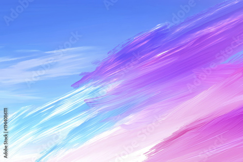 Soft pastel brush strokes in shades of blue and purple create serene and calming atmosphere