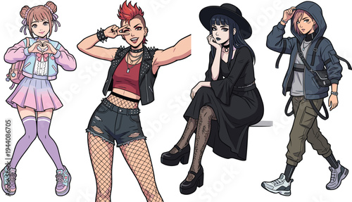 Stylish Alternative Girls in Trendy Outfits, Featuring Punk, Goth, Casual, and Streetwear Looks