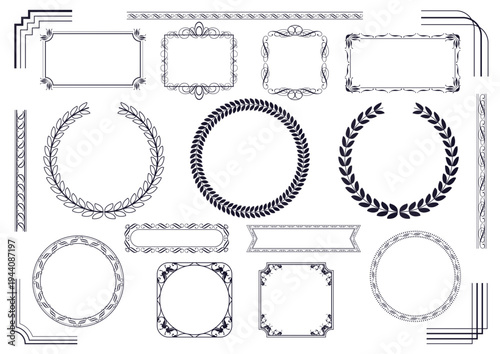 Set Of Monochrome Vintage Frames Isolated On A White Background. Vector Illustration.