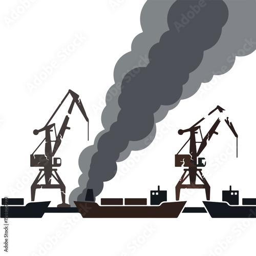 vector flat a damaged port burned by a missile attack 08