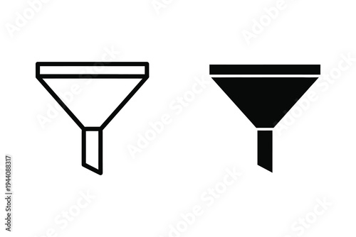 Data Funnel Filter Line and Glyph Icon Set for Processing and Optimization