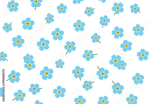 Seamless Blue Forget-Me-Not Floral Pattern on White Background for Spring Textile and Wallpaper Design