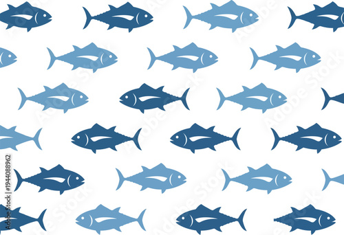 Seamless Blue Fish Pattern Background for Nautical and Marine Themed Designs