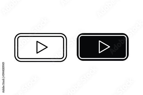 Black Play Button Icon Set for Multimedia and Video Applications