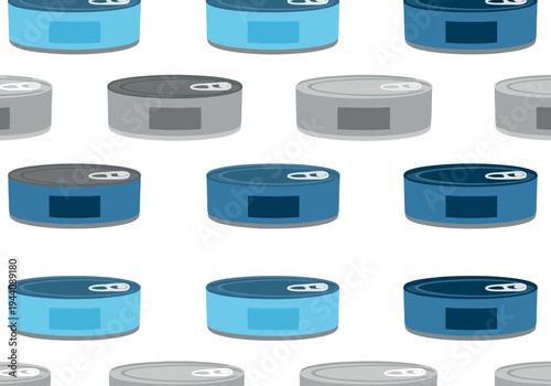 Seamless Pattern of Smart Speakers in Blue and Gray Tones on White Background, Modern Technology Illustration