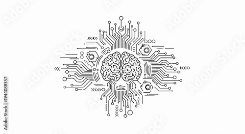 Abstract brain with circuit board elements, symbolizing artificial intelligence