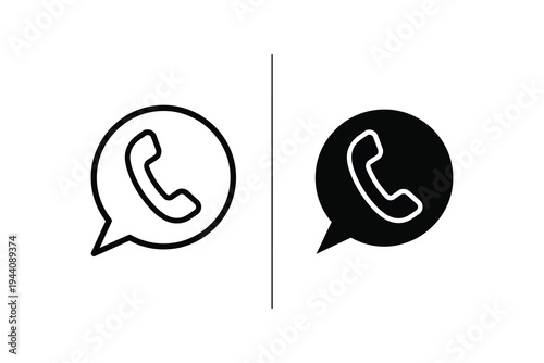 WhatsApp Call Icon Vector in Speech Bubble - Digital Communication and Phone Symbol