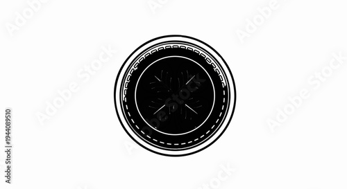 Abstract circular design with snowflake-like center on white background
