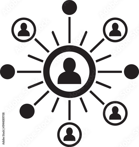 Centralized Network Connection isolated on transparent background, Vector, illustration