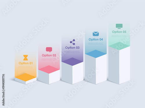 3D template for designing vector infographic labels with icons and 4 parameters or steps. Isometric layout for process diagrams, presentations, workflow layouts, and flow charts.