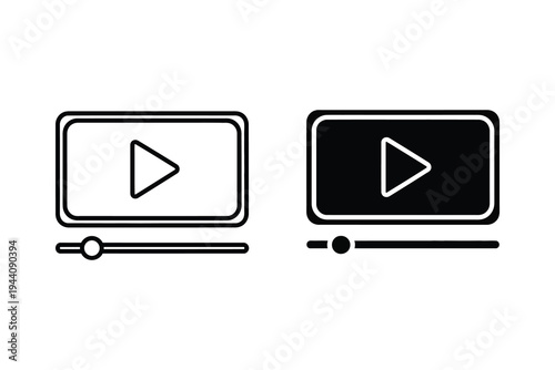 Video Player Icon: Play Button and Multimedia Interface Symbol