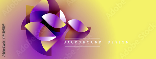 Abstract floral design. Gradient yellow, purple hues create modern background. Minimalist style, clean lines, elegant composition.