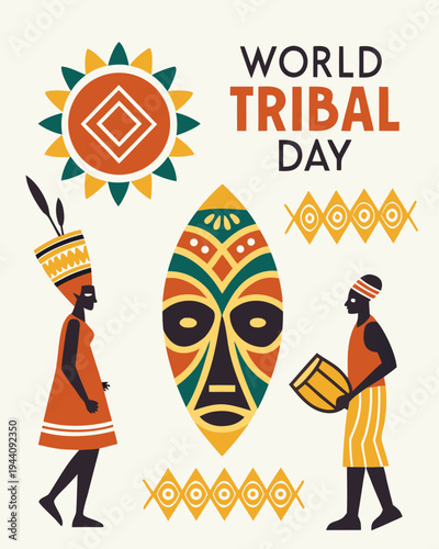 happy-world-tribal-day--minimal-flat-vector--cultu