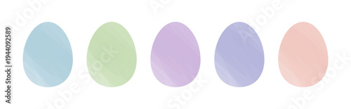 Watercolor Easter egg illustration. A set of Easter eggs in soft pastel colors. Vector graphics. Isolated on a transparent PNG background.