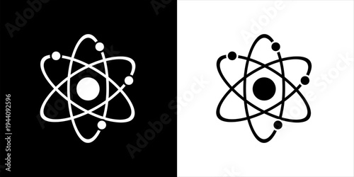 Abstract Atom Icon Illustrating Scientific Principles and Fundamental Particles