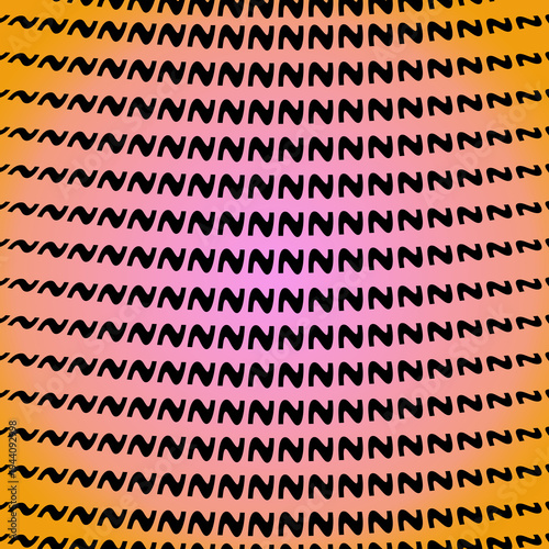 Abstract Wavy Pattern Background With Black Zigzag Shapes On Orange Pink Gradient