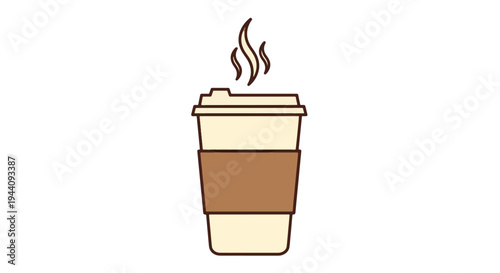 A steaming hot beverage in a disposable paper cup with a plastic lid