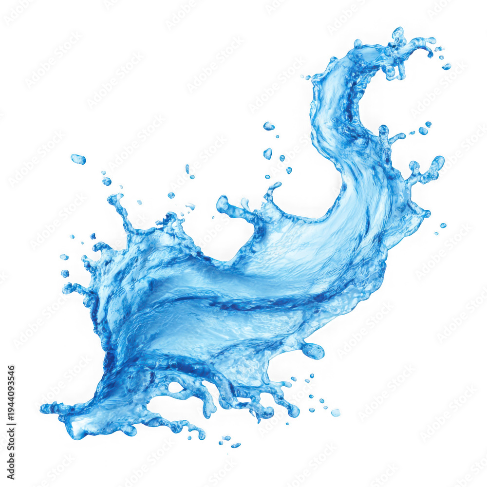 Fototapeta premium Dynamic blue water splash isolated on transparent background