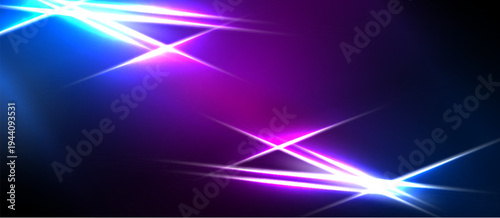 Abstract vibrant lines, bright flares, dark background. Intense colors create dynamic visual effect. Modern design elements present.
