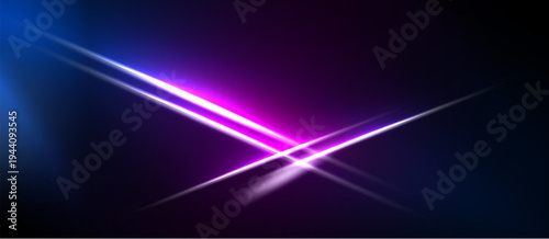 Abstract vibrant lines intersect. Blue, purple hues dominate dark background. Brightness creates dynamic visual effect.