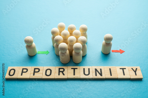 Concept of staff turnover, hiring, and firing, in a company, expressed with wooden pawns.
