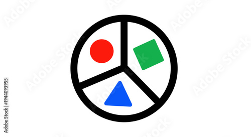 Peace sign symbol with shapes.