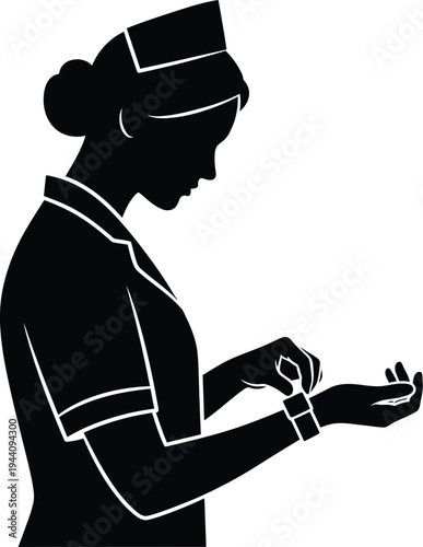 Vector silhouette of a female nurse or doctor