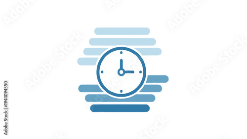 Modern clock with motion lines.